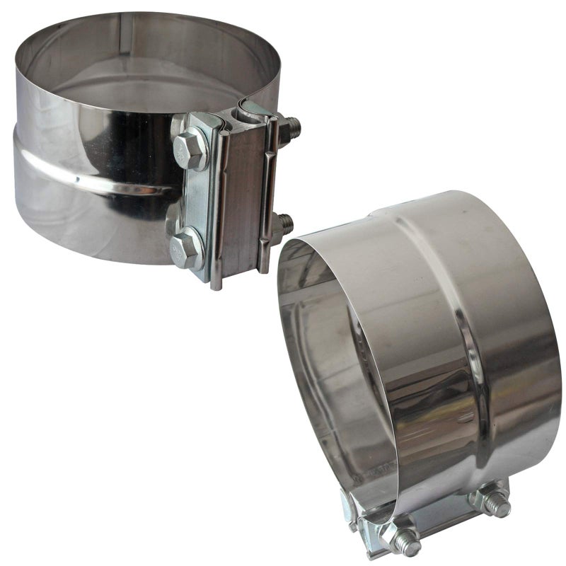 LEDAUT Exhaust Band Clamps 5" Lap Joint - Stainless Steel With 1 Block 2Pcs For 5" Od To 5" Id Exhaust Pipe, Muffler, Elbow And Exhaust Tubing Connection(2 Pack) - Image 1